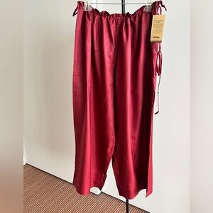 NWT Fabindia SILK BLEND PALAZZO IJAR Dress PANTS WIDE LEG Burgundy Wine 🍷 XXL